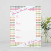 Orange Rosa und Blau Einladung (Stehend Vorderseite)