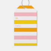 Orange, Rosa und Gelb Streifen Geschenkanhänger (Vorderseite)
