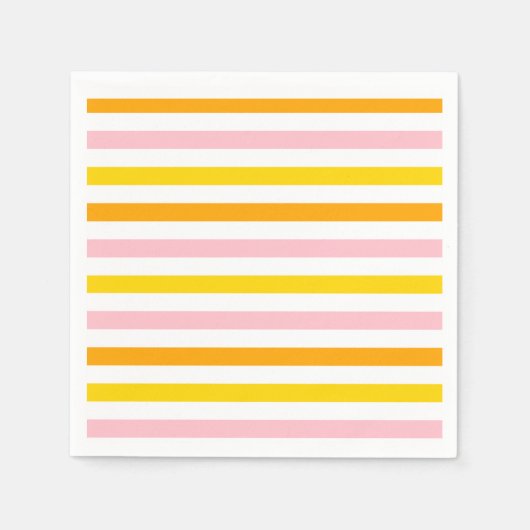 Orange, Rosa und Gelb Streifen Serviette (Vorderseite)