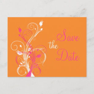 Orange rosa weiße BlumenSave the Date Postkarte