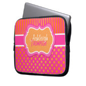 Orange rosa weiße Tupfen-Streifen-Laptop-Hülse Laptopschutzhülle (Vorderseite Links)