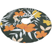 Orange Rose: Abstrakt botanisch. Polyester Weihnachtsbaumdecke (Schrägansicht)