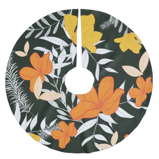 Orange Rose: Abstrakt botanisch. Polyester Weihnachtsbaumdecke (Vorderseite)
