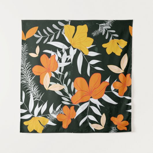 Orange Rose: Abstrakt botanisch. Wandteppich (Vorderseite)