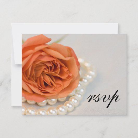 Orange Rose and Pearls Wedding RSVP Response Card (Vorderseite)