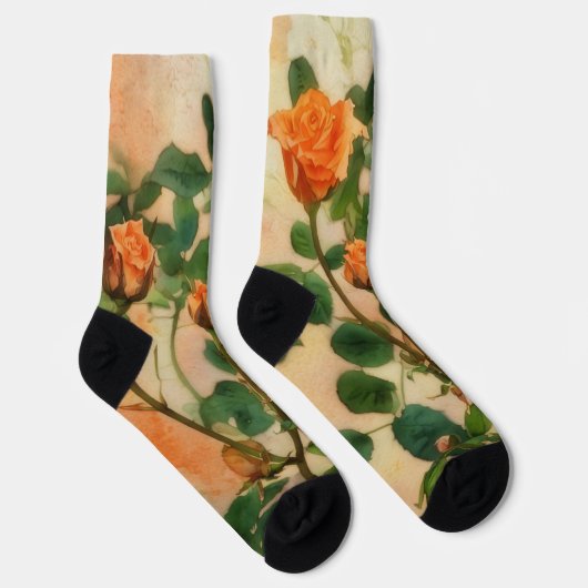 Orange Rose Art Socks Blume Socken (Rechts)