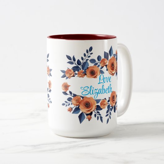 Orange Rose Beste Mama je Verzaubernde Blumenmutte Zweifarbige Tasse (VorderseiteRechts)