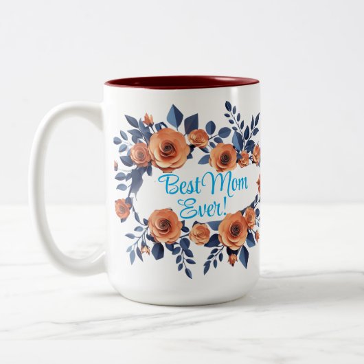 Orange Rose Beste Mama je Verzaubernde Blumenmutte Zweifarbige Tasse (Links)