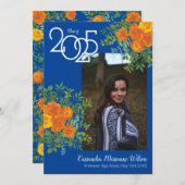 Orange Rose Blue Foto Abschluss Ankündigung (Vorne/Hinten)