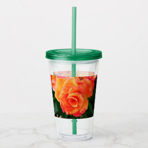 Orange Rose Blume Acryltrinkbecher