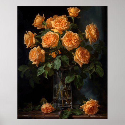 Orange Rose Blume Art Print Poster (Vorne)