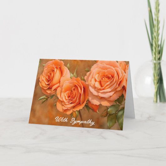 Orange Rose Blume Art Sympathie Karte (Vorderseite)
