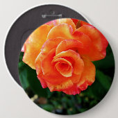 Orange Rose Blume Button (Vorne & Hinten)