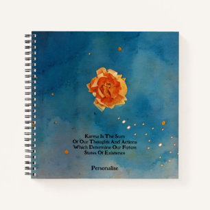 Orange Rose Blume Karma Quote Blue Sky Journal Notizblock