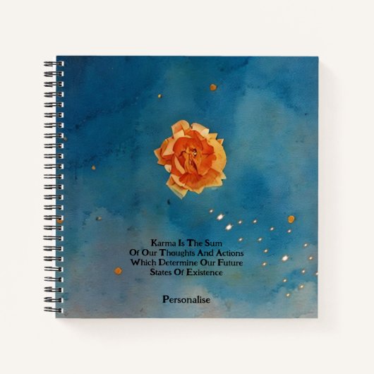 Orange Rose Blume Karma Quote Blue Sky Journal Notizblock (Vorderseite)