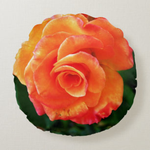 Orange Rose Blume Rundes Kissen
