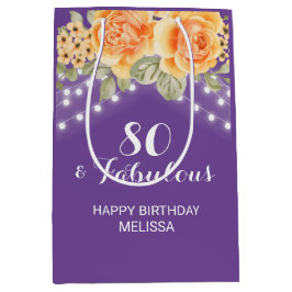 Orange Rose Blumenzellenleuchten Lila Geburtstag Mittlere Geschenktüte