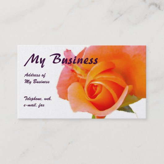 Orange Rose Business Card Visitenkarte (Vorderseite)