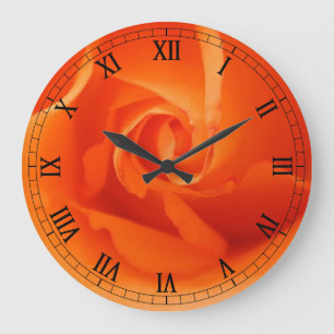 Orange Rose Close-Up Große Wanduhr