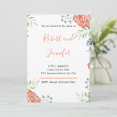 Orange Rose Einladung zum Hochzeitsfeiern (Stehend Vorderseite)