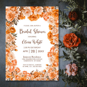 Orange Rose Floral Brautparty Einladung