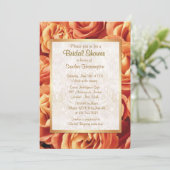 Orange Rose Floral Brautparty Einladung (Stehend Vorderseite)