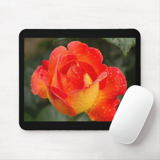 Orange Rose Floral Mousepad (Mit Mouse)