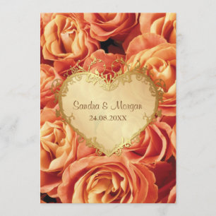 Orange Rose Floral Wedding Einladung