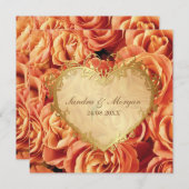 Orange Rose Floral Wedding Einladung (Vorne/Hinten)