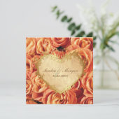 Orange Rose Floral Wedding Einladung (Stehend Vorderseite)