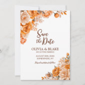 Orange Rose Floral Wedding Save The Date (Vorderseite)