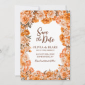 Orange Rose Floral Wedding Save The Date (Vorderseite)