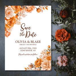 Orange Rose Floral Wedding Save The Date