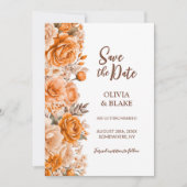 Orange Rose Floral Wedding Save The Date (Vorderseite)