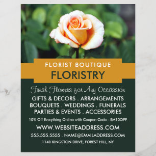 Orange Rose, Florist, Floristrische Werbung Flyer