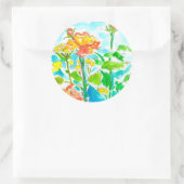 Orange Rose Gelbe Wildblumen Runder Aufkleber (Tasche)