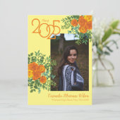 Orange Rose Gelbes Foto Abschluss Ankündigung (Stehend Vorderseite)