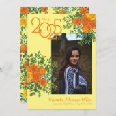 Orange Rose Gelbes Foto Abschluss Ankündigung (Vorne/Hinten)