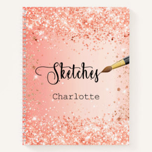 Orange Rose Glitzer Farbe Notizblock