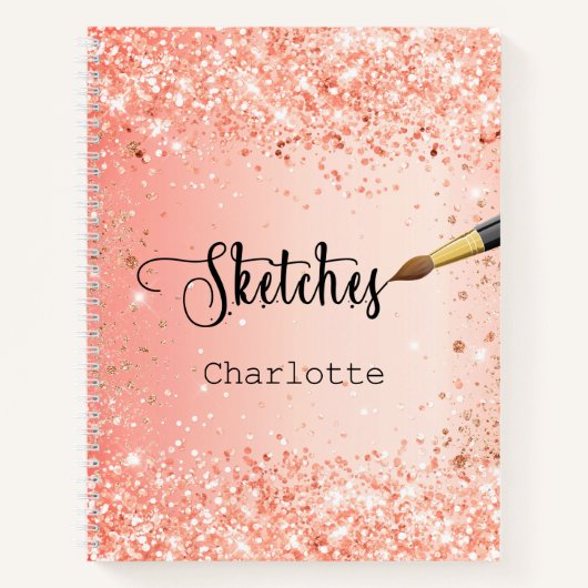 Orange Rose Glitzer Farbe Notizblock (Vorderseite)