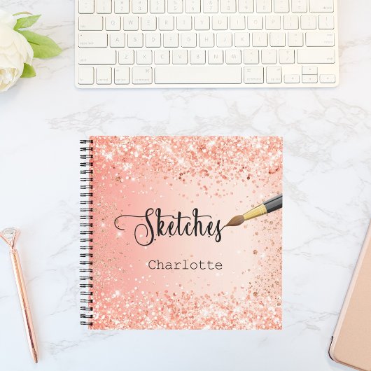 Orange Rose Glitzer Farbe Notizblock
