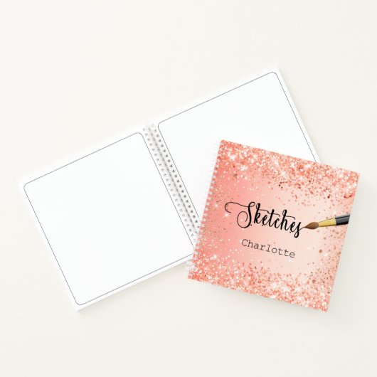 Orange Rose Glitzer Farbe Notizblock (Innenseite)