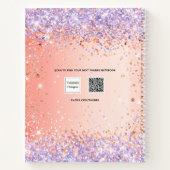Orange Rose Gold lila violette Glitzer Name Notizblock (Rückseite)