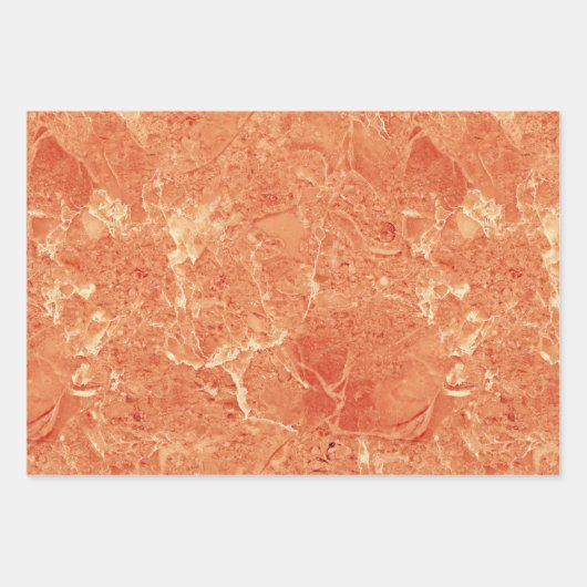 Orange Rose Gold Rote Marmortextur Geschenkpapier Set (Vorderseite)