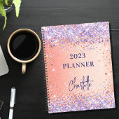 Orange Rose Gold violet lila Glitzer Drehbuch 2023 Planer