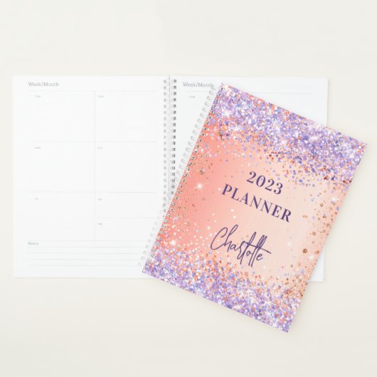 Orange Rose Gold violet lila Glitzer Drehbuch 2023 Planer (Anzeige)