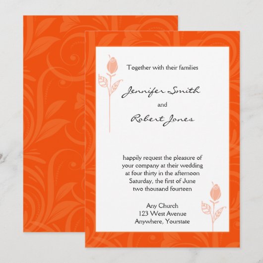 Orange Rose Graphic Wedding Einladung (Vorne/Hinten)