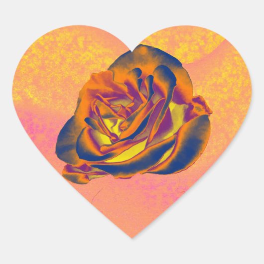 Orange Rose Heart Sticker (Vorderseite)