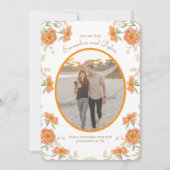 Orange Rose Hochzeit Termin Einladung (Vorderseite)