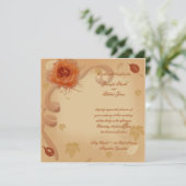 Orange Rose in der Hochzeit im Herbst Einladung (Stehend Vorderseite)